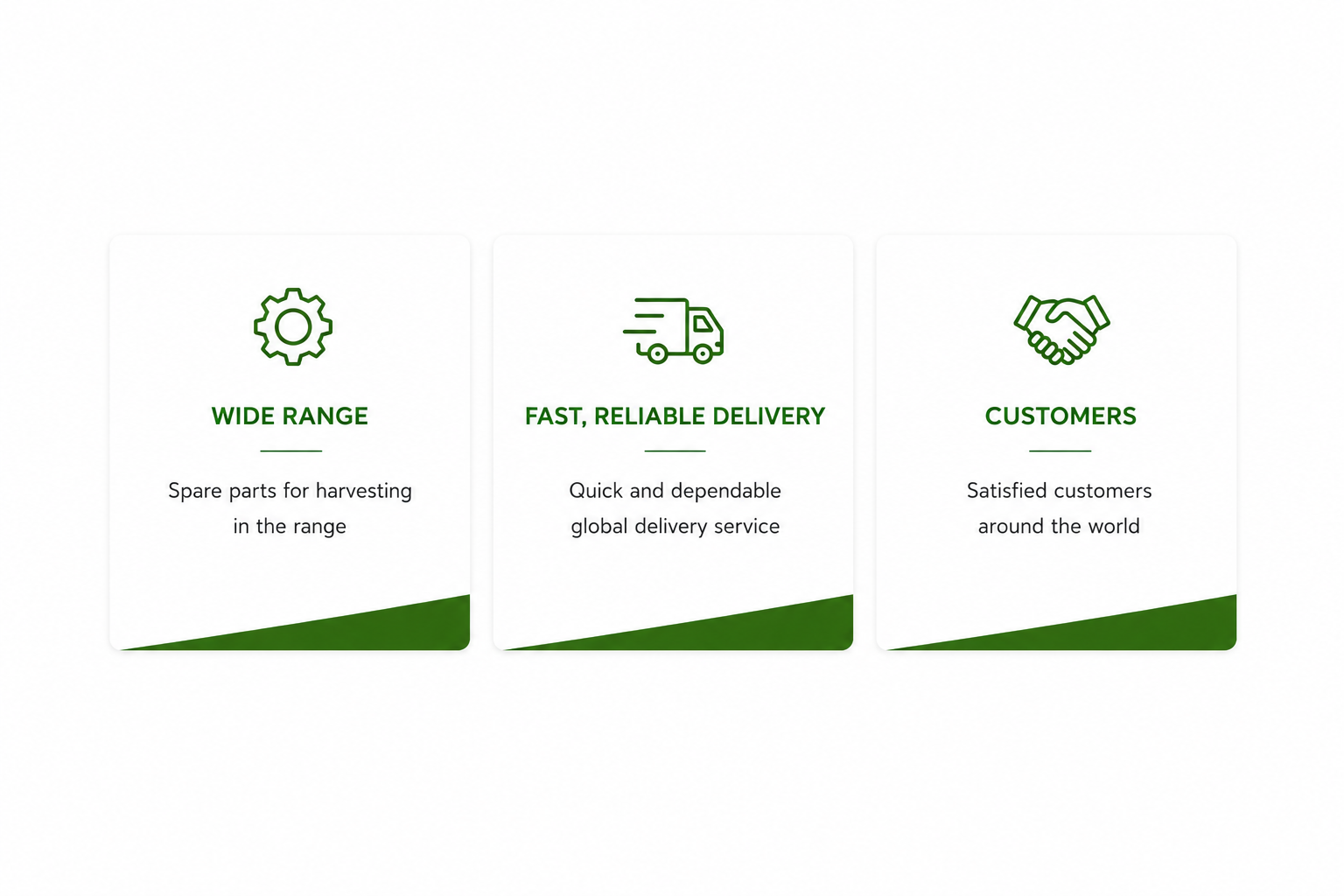 Wide range of harvesting spare parts, fast reliable delivery, satisfied customers worldwide